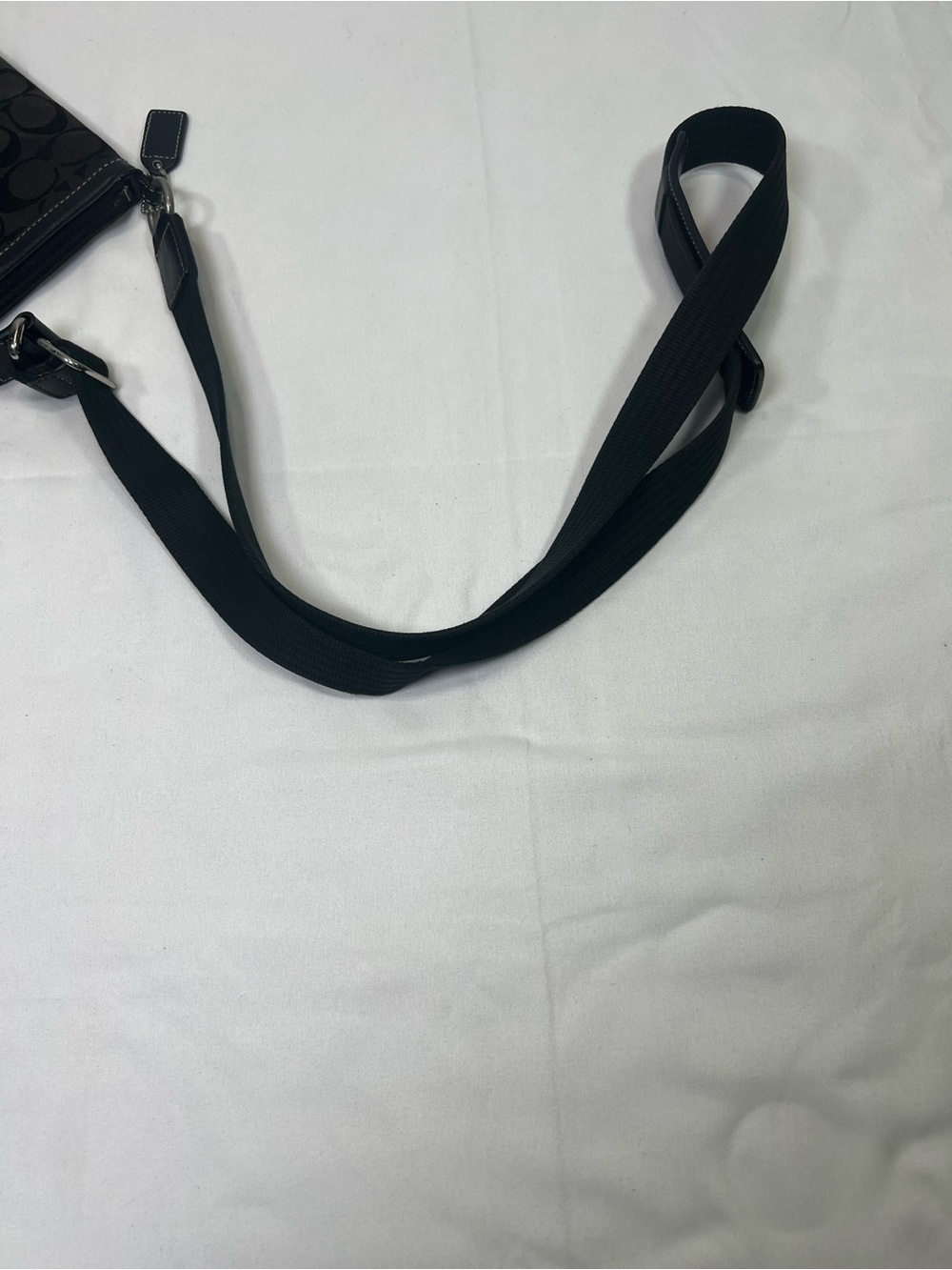 Vintage Coach Signature Brown/Black Canvas Crossbody Bag 6016 Adjustable Strap - Picture 11 of 14